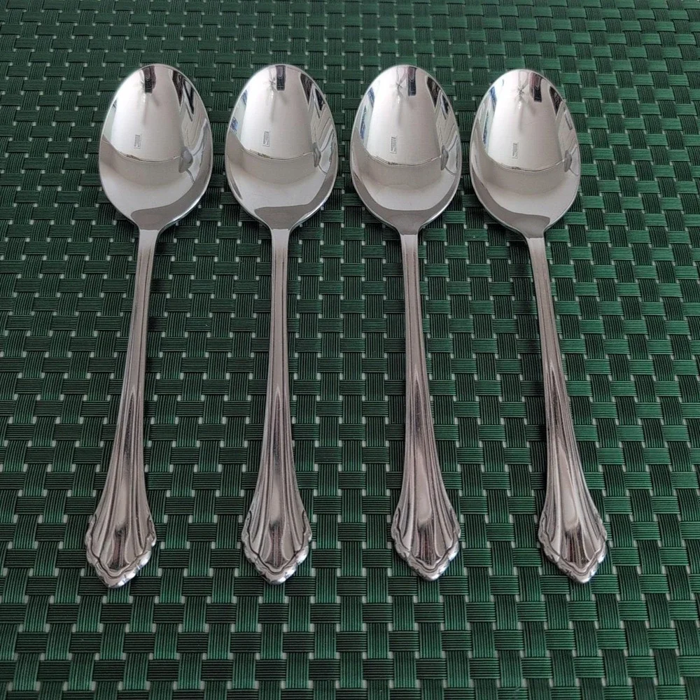 Oneida CLARETTE Soup Spoons Lot of 4 Community Betty Crocker Stainless USA Vtg